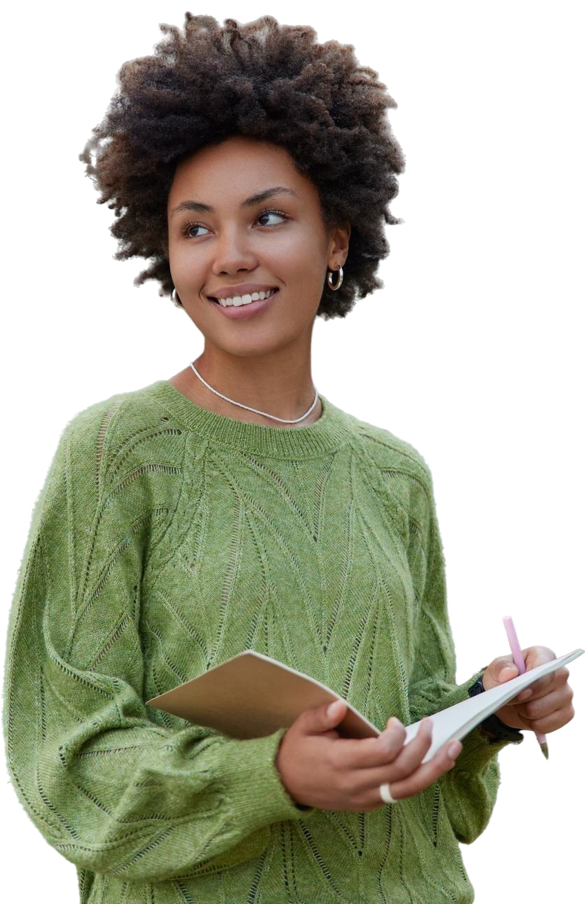 Thoughtful student writing